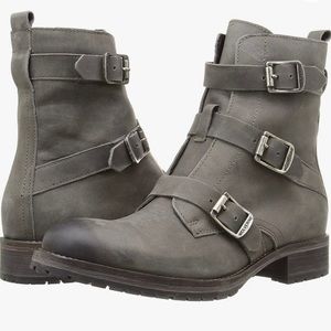 Wolverine Lizzie Waterproof Size 6.5 Buckle Combat Boot Gray Leather